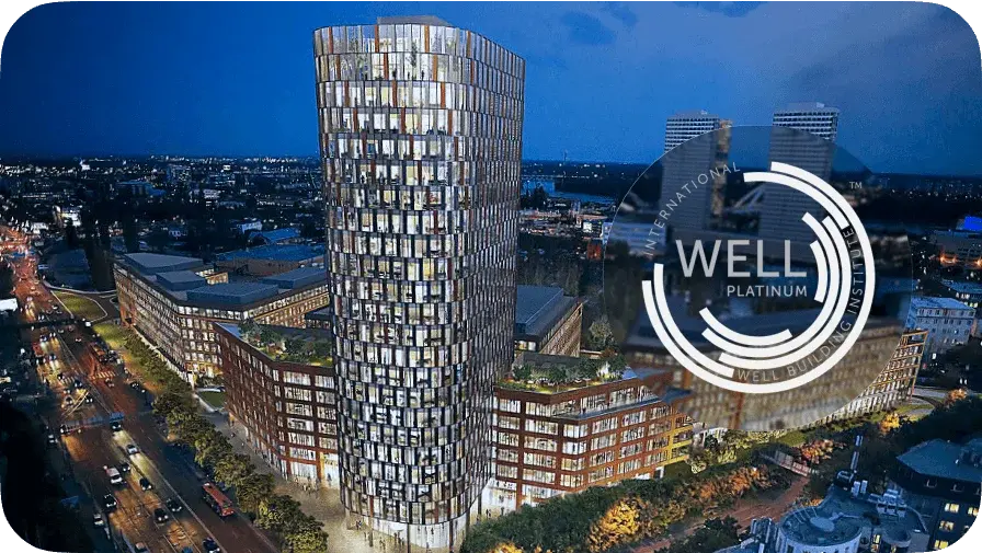 Amazon’s CEE HQ Twin City Tower achieves WELL Platinum Certification